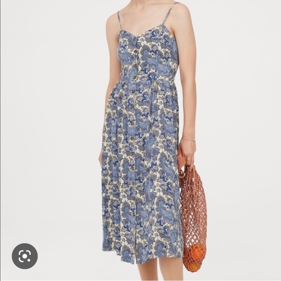H&M size 6, floral paisley midi dress with buttons - Picture 1 of 2